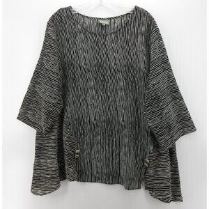 Niche Nilgun Derman Top XL Blouse Striped Crepe Lagenlook Artsy USA